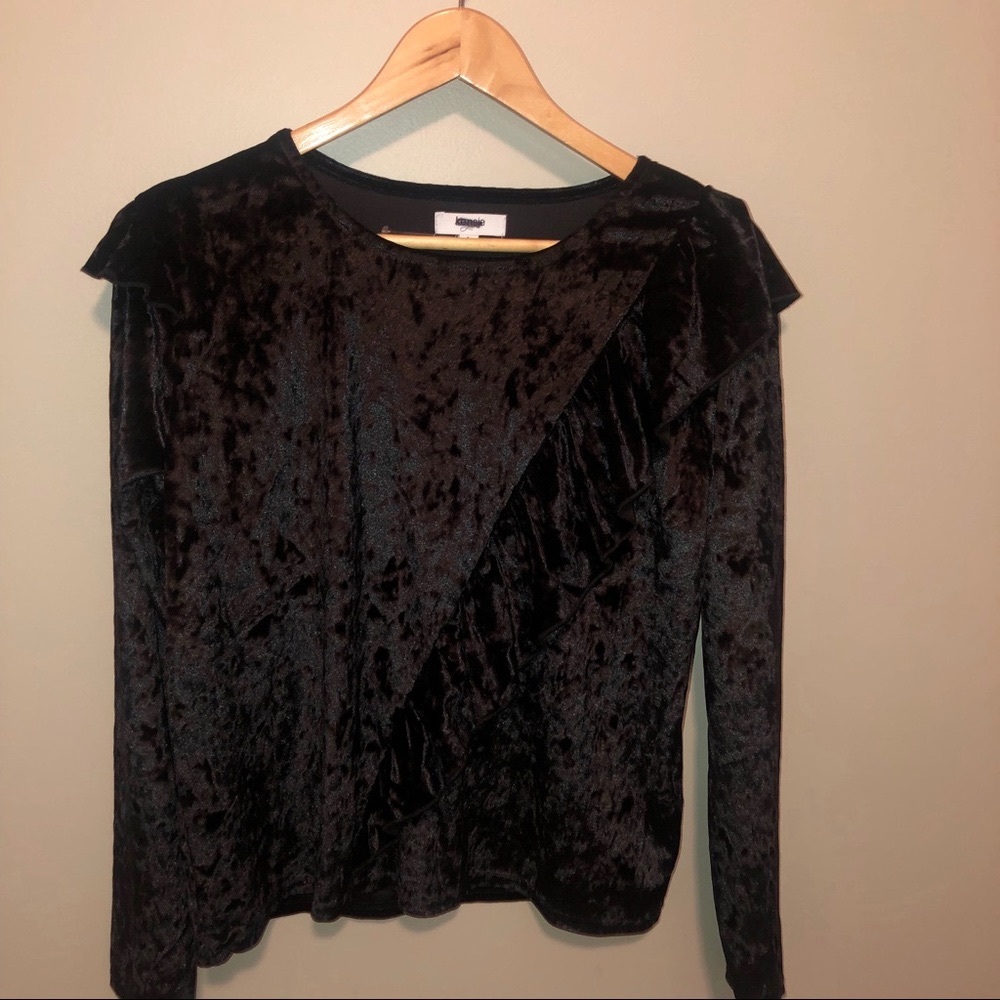 Kensie Dramatic Sleeve Long Sleeve Top Black New